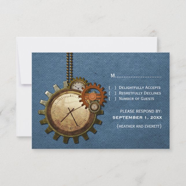 Vintage Clock Response Card, Blue (Front)