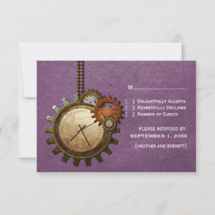Vintage Clock Response Card, Purple
