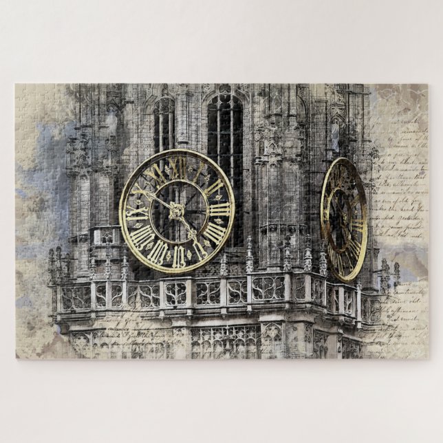 vintage clock tower puzzle (Horizontal)