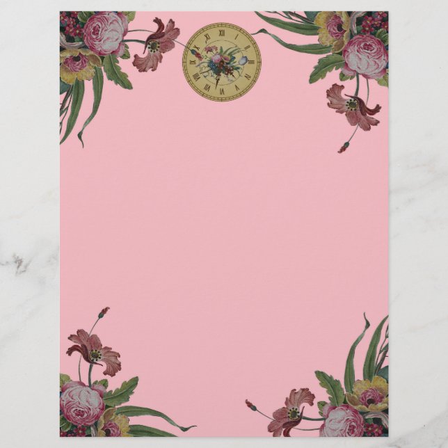 Vintage Clock with Flowers (Front)