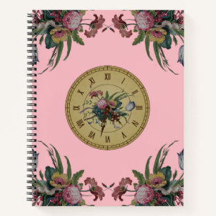 Vintage Clock with Flowers Notebook