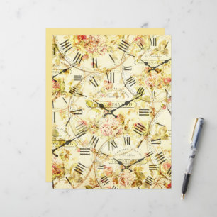 Vintage Clocks Collage Scrapbook Paper