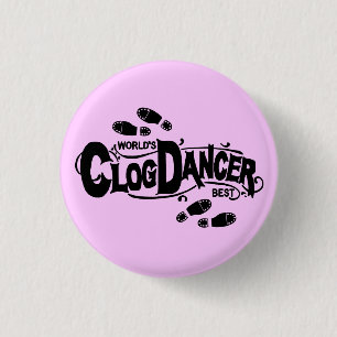 Vintage Clog Dancer Clogging Pink Black Shoes 3 Cm Round Badge