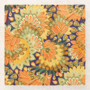 Vintage cloth pattern: close-up texture. glass coaster