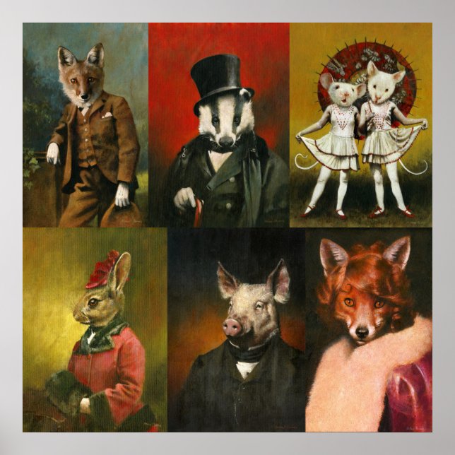 Vintage Clothed nimals Poster (Front)