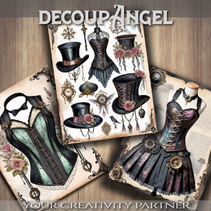 Vintage Clothing Items - Decoupage - Wrapping Paper Sheet