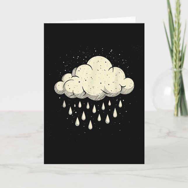Vintage Cloud Raindrops Art Nature Weather Winter  Card (Front)