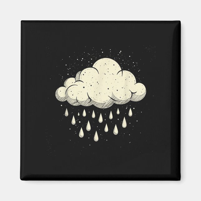 Vintage Cloud Raindrops Art Nature Weather Winter  Magnet (Front)