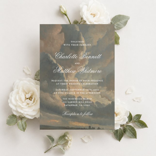 Vintage Cloudscape Fine Art Wedding Invitation (Creator Uploaded)