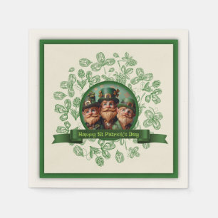 Vintage Clover St Patrick's Day Leprechauns PPN Napkin