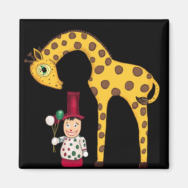 Vintage Clown and Giraffe Magnet (Front)