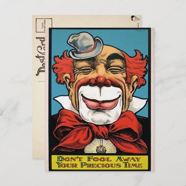Vintage Clown Art Postcard (Front/Back)