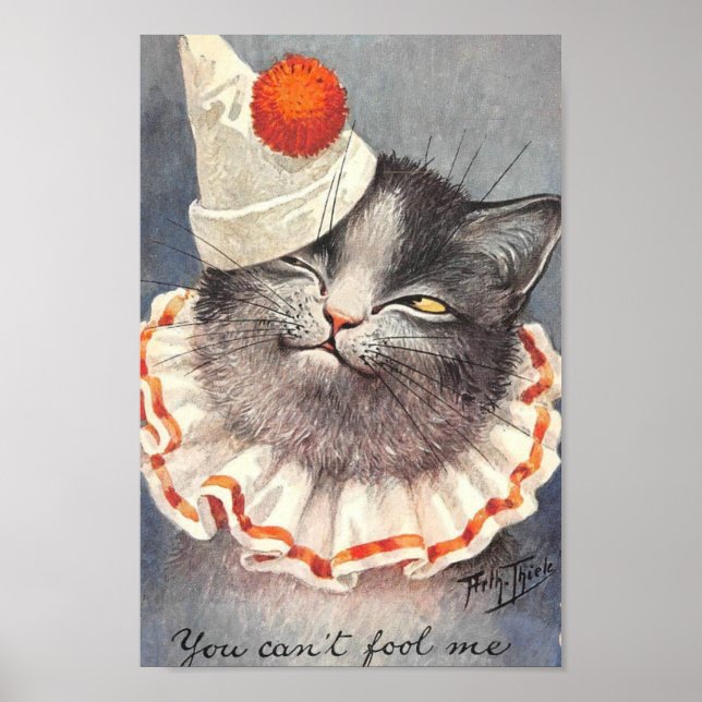 Vintage Clown Cat Poster (Front)