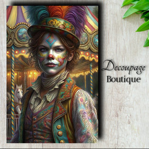 Vintage Clown Decoupage Tissue Paper