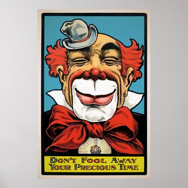 Vintage Clown Face Art Poster (Front)