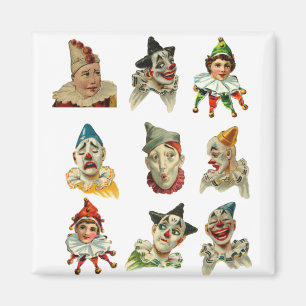 vintage clown face design magnet