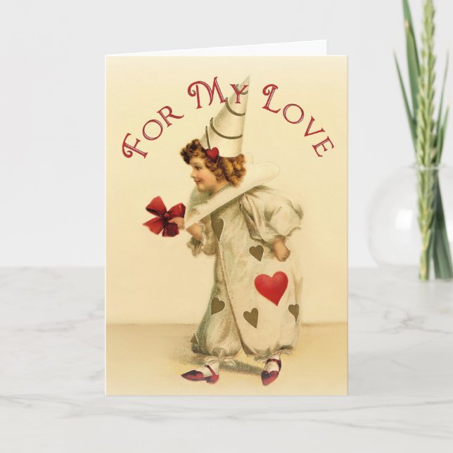 Vintage Clown Valentines Day Holiday Card (Front)