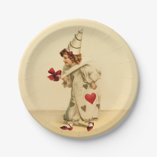 Vintage Clown Valentine's Day Paper Plate (Front)