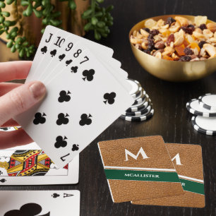 Vintage Clubhouse Custom Leather Pattern Monogram Playing Cards
