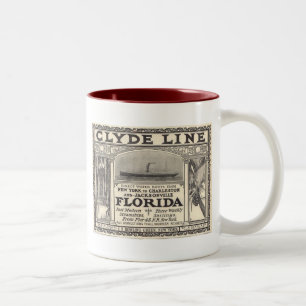 Vintage Clyde Line Florida Steamship Ad Two-Tone Coffee Mug