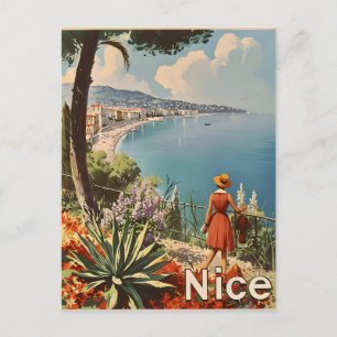 Vintage Coast of Nice French Riviera Postcard