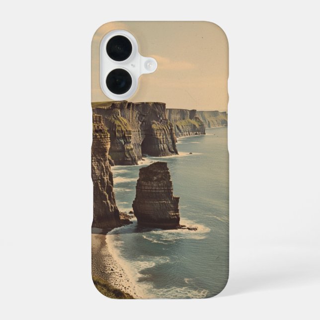Vintage Coastal Cliffs iPhone 16 Case (Back)