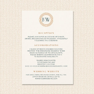 Vintage Coastal Retro Sunset Deco Wedding Details Enclosure Card
