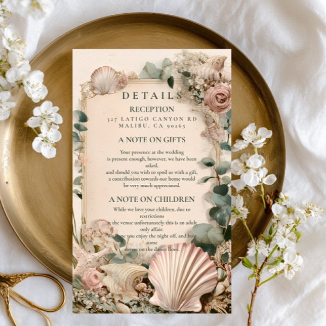 Vintage Coastal Shell Romance Wedding Enclosure Card (Creator Uploaded)