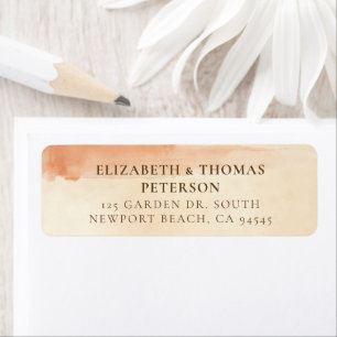 Vintage Coastal Sunset Warm Beige Orange Wedding Return Address Label