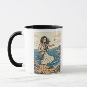 Vintage Coastal Travel Photography Poster Illustra Mug