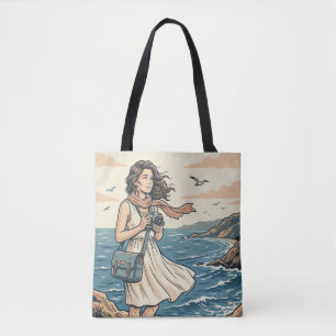 Vintage Coastal Travel Photography Poster Illustra Tote Bag