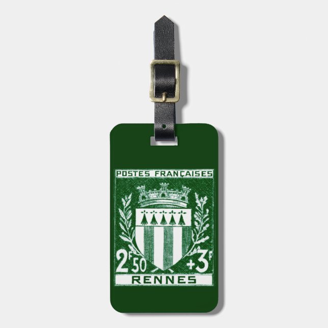 Vintage Coat of Arms Rennes, France Luggage Tag (Front Vertical)