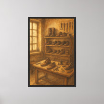 Vintage Cobbler’s Workshop Watercolor Illustration