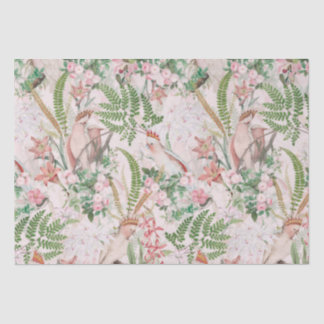 Vintage Cockatoo Jungle Pattern Blush Tissue Paper