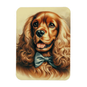 Vintage Cocker Spaniel Oil Painting Magnet