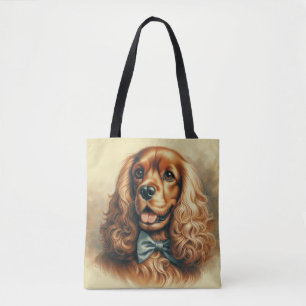 Vintage Cocker Spaniel Oil Painting Tote Bag