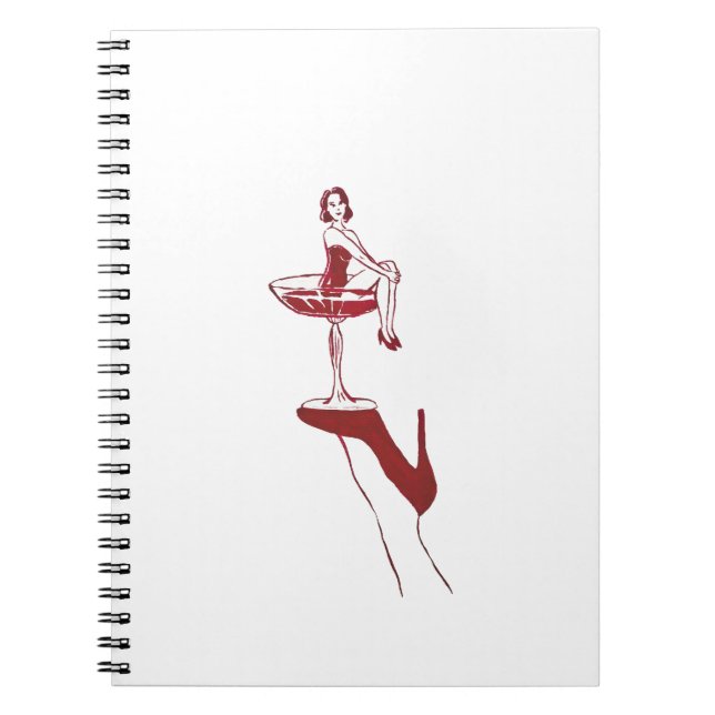 Vintage Cocktail Glass Pinup Notebook (Front)