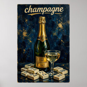 Vintage Cocktail Mahjong Retro Poster