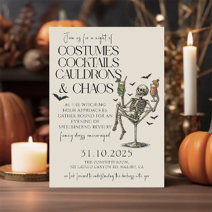 Vintage Cocktails and Costume Halloween Party Invitation