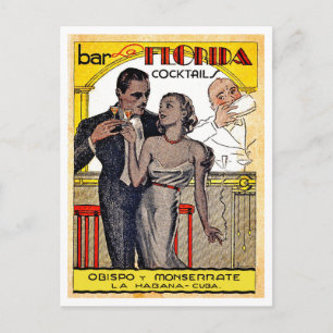 Vintage Cocktails art from Cuba Postcard