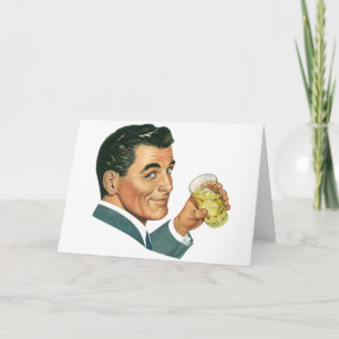 Vintage Cocktails Beverages, Man Drinking Drinks Card