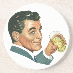 Vintage Cocktails Beverages, Man Drinking Drinks Coaster