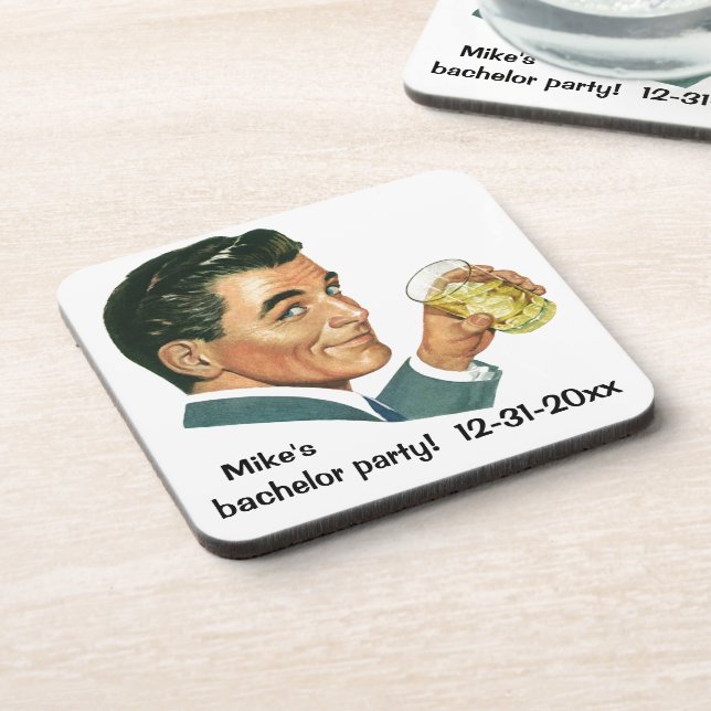 Vintage Cocktails Beverages, Man Drinking Drinks Coaster (Left Side)