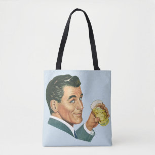 Vintage Cocktails Beverages, Man Drinking Drinks Tote Bag