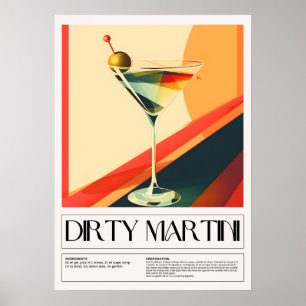 Vintage Cocktails: Dirty Martini Poster