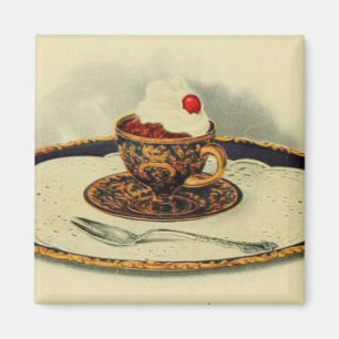 Vintage cocoa chintz cup saucer Victorian blue Magnet