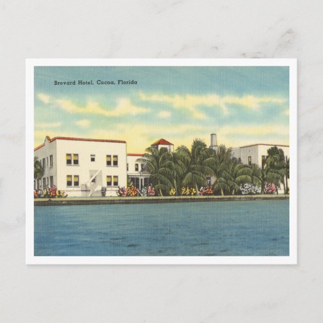 Vintage Cocoa, Florida Brevard Hotel 1940s Postcard (Front)