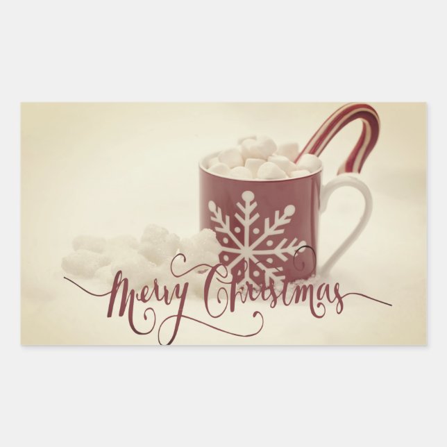 Vintage Cocoa Merry Christmas  Rectangular Sticker (Front)