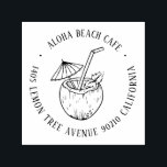 Vintage Coconut Juice Custom Name Return Address Self-inking Stamp<br><div class="desc">Personalised rubber stamp for your holiday mailing return address, small business professional logo and custom info. Vintage and classic design to add some personal touch to your mail and package. Customise the text with your name or business name, address and contact information. Use the Design Tool to further edit the...</div>