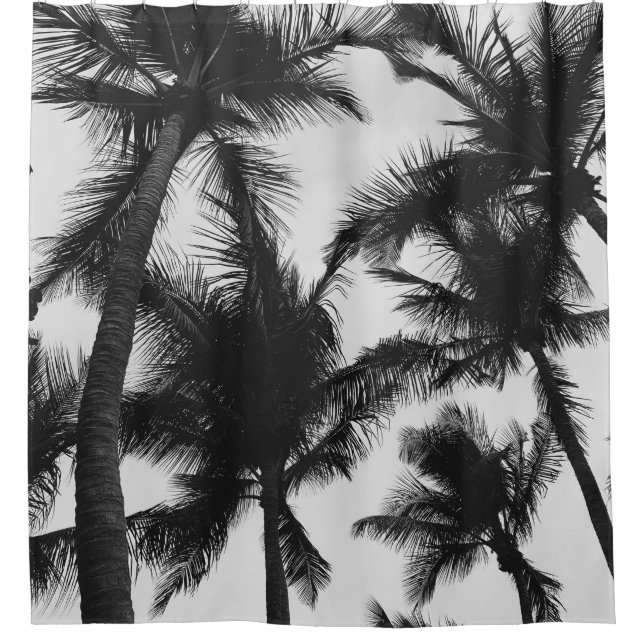 VINTAGE COCONUT PALM TREE SHOWER CURTAIN (Front)
